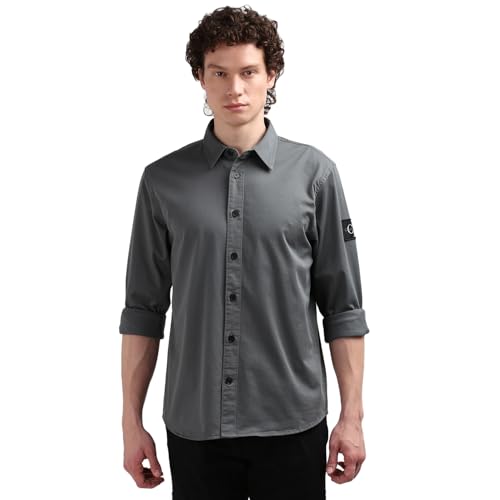 Calvin Klein Jeans Herren Hemd Relaxed Shirt Langarm, Grau (Endless Grey), XXL von Calvin Klein