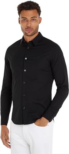 Calvin Klein Jeans Herren Hemd Slim Stretch Shirt Langarm, Schwarz (Ck Black), S von Calvin Klein Jeans