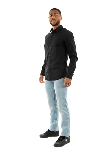 Calvin Klein Jeans Herren Hemd Slim Stretch Shirt Langarm, Schwarz (Ck Black), S von Calvin Klein Jeans