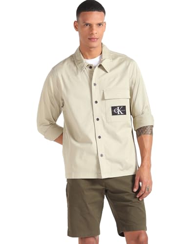 Calvin Klein Jeans Herren Hemd Utility Shirt Langarm, Beige (Plaza Taupe), L von Calvin Klein Jeans