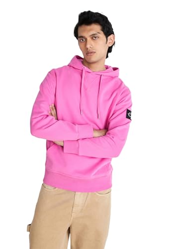 Calvin Klein Jeans Herren Hoodie Badge Hoodie mit Kapuze, Rosa (Pink Amour), XL von Calvin Klein Jeans