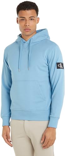 Calvin Klein Jeans Herren Hoodie Badge mit Kapuze, Blau (Dusk Blue), M von Calvin Klein Jeans