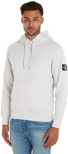 Calvin Klein Jeans Herren Hoodie Badge mit Kapuze, Grau (Lunar Rock), L von Calvin Klein Jeans