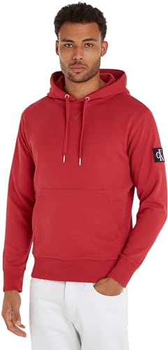 Calvin Klein Jeans Herren Hoodie Badge mit Kapuze, Rot (Garnet), L von Calvin Klein Jeans