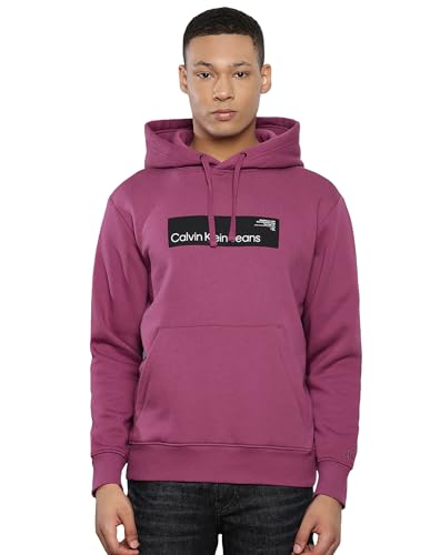 Calvin Klein Jeans Herren Hoodie Hyper Real Box Logo mit Kapuze, Violett (Amaranth), M von Calvin Klein Jeans