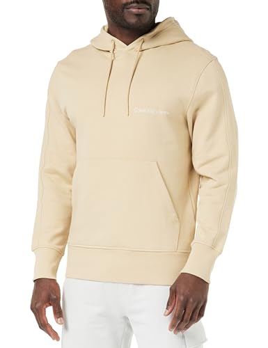 Calvin Klein Jeans Herren Hoodie Institutional mit Kapuze, Beige (Warm Sand), L von Calvin Klein Jeans