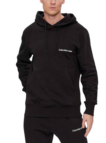Calvin Klein Jeans Herren Hoodie Institutional mit Kapuze, Schwarz (Ck Black), L von Calvin Klein