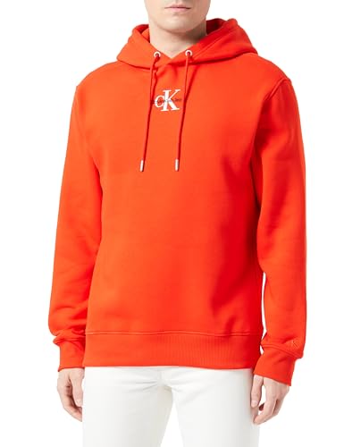 Calvin Klein Jeans Herren Hoodie Monologo mit Kapuze, Rot (Fiery Red), M von Calvin Klein Jeans