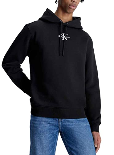 Calvin Klein Jeans Herren Hoodie Monologo mit Kapuze, Schwarz (Ck Black), XL von Calvin Klein Jeans