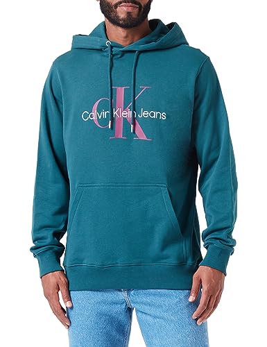 Calvin Klein Jeans Herren Hoodie Seasonal Monologo Regular mit Kapuze, Blau (Atlantic Deep), S von Calvin Klein Jeans