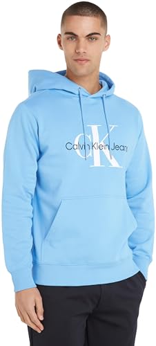 Calvin Klein Jeans Herren Hoodie Seasonal Monologo Regular mit Kapuze, Blau (Dusk Blue), S von Calvin Klein Jeans