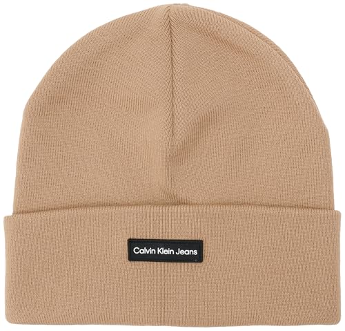 Calvin Klein Jeans Herren INST PATCH BEANIE K50K512142, Beige (Travertine), OS von Calvin Klein