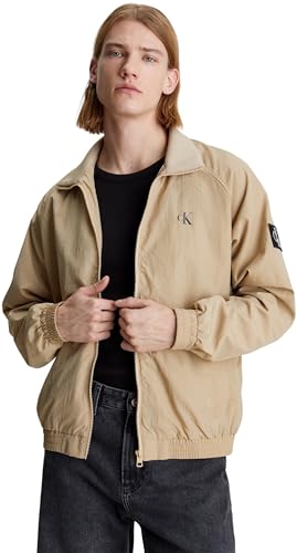 Calvin Klein Jeans Herren Jacke Unpadded Harrington Übergangsjacke, Beige (Travertine), XL von Calvin Klein Jeans