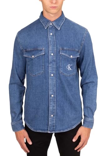 Calvin Klein Jeans - Herren Jeanshemd mit Monogramm, blau, Small von Calvin Klein Jeans