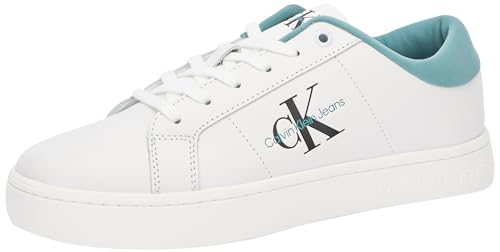 Calvin Klein Jeans Herren Sneaker Classic Cupsole Low Leder, Mehrfarbig (Bright White/Oil Blue), 40 EU von Calvin Klein Jeans