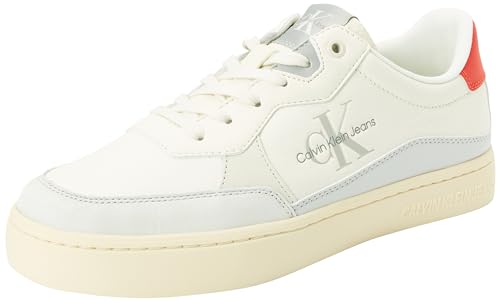 Calvin Klein Jeans Herren Sneaker aus Leder, Elfenbein (Creamy White/Natural Cord), 40 Calvin Klein Jeans Herren Sneaker aus Leder, Elfenbein (Creamy White/Natural Cord), 40 von Calvin Klein