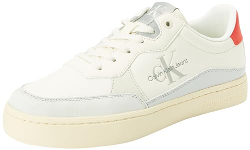 Calvin Klein Jeans Herren Sneaker aus Leder, Elfenbein (Creamy White/Natural Cord), 41 von Calvin Klein Jeans