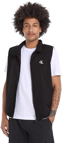 Calvin Klein Jeans Herren Weste Lightweight Vest Knitter-Look, Schwarz (Ck Black), M von Calvin Klein