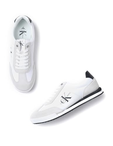 Calvin Klein Jeans Herren Low Profile Sneaker Mono Essential Schuhe, Mehrfarbig (White/Black), 44 von Calvin Klein Jeans