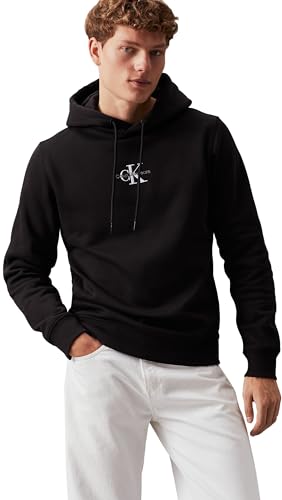 Calvin Klein Jeans Herren MONOLOGO Hoodie J30J325629 Pullover-Kapuzenpulli, Schwarz (Ck Black), S von Calvin Klein Jeans