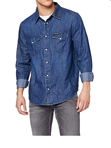 Calvin Klein Jeans Herren Modern Western Button Down Shirt, Ca027 Dark Blue, L EU von Calvin Klein Jeans