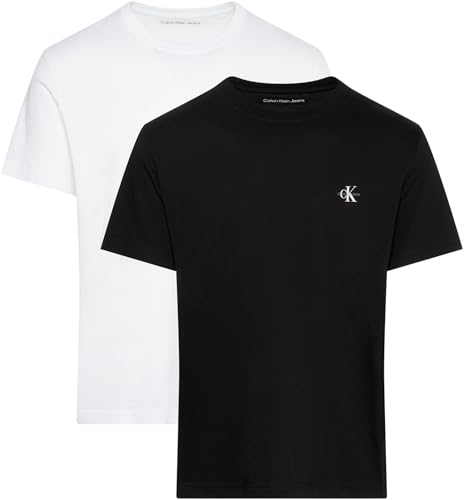 Calvin Klein Jeans Herren T-Shirts Kurzarm Monologo Rundhalsausschnitt, Mehrfarbig (Bright White/Ck Black), M von Calvin Klein Jeans