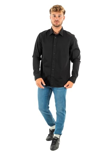 Calvin Klein Jeans Herren MONOLOGO Badge Relaxed Shirt J30J323255 Freizeithemden, Schwarz (Ck Black), S von Calvin Klein Jeans