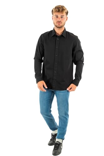 Calvin Klein Jeans Herren MONOLOGO Badge Relaxed Shirt J30J323255 Freizeithemden, Schwarz (Ck Black), S von Calvin Klein