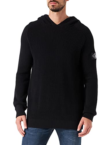 Calvin Klein Jeans Herren Monologo Badge Sweater Hoodie Pullover, Ck Black, S von Calvin Klein Jeans