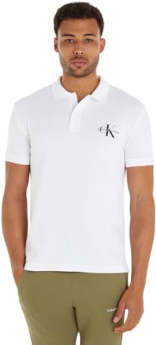 Calvin Klein Jeans Herren Poloshirt Kurzarm Monologo Polo Regular Fit, Weiß (Bright White), M von Calvin Klein Jeans