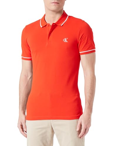 Calvin Klein Jeans Herren Poloshirt Kurzarm, Rot (Fiery Red), M von Calvin Klein Jeans