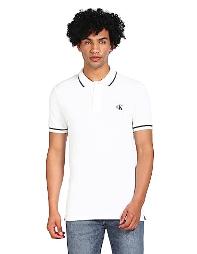 Calvin Klein Jeans Herren Poloshirt Kurzarm, Weiß (Bright White), XS von Calvin Klein Jeans