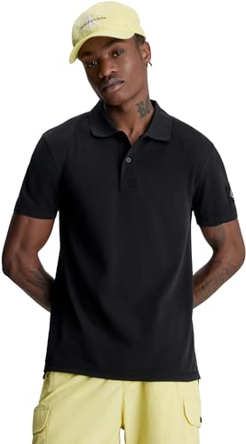 Calvin Klein Jeans Herren Poloshirt Kurzarm Badge Polo Regular Fit, Schwarz (Ck Black), S von Calvin Klein Jeans