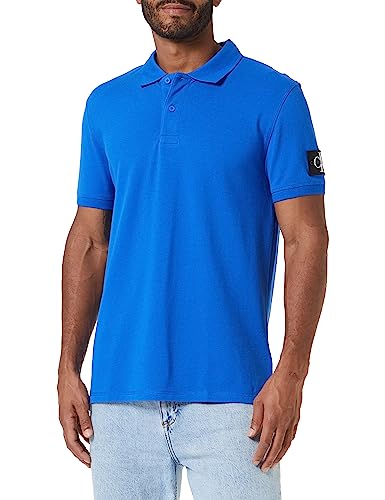 Calvin Klein Jeans Herren Poloshirt Kurzarm Badge Regular Fit, Blau (Kettle Blue), S von Calvin Klein