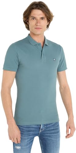 Calvin Klein Jeans Herren Poloshirt Kurzarm Ck Embro Badge Polo Slim Fit, Blau (Goblin Blue), M von Calvin Klein Jeans