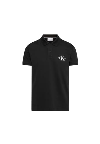 Calvin Klein Jeans Herren Poloshirt Kurzarm Monologo Polo Regular Fit, Schwarz (Ck Black), XS von Calvin Klein Jeans