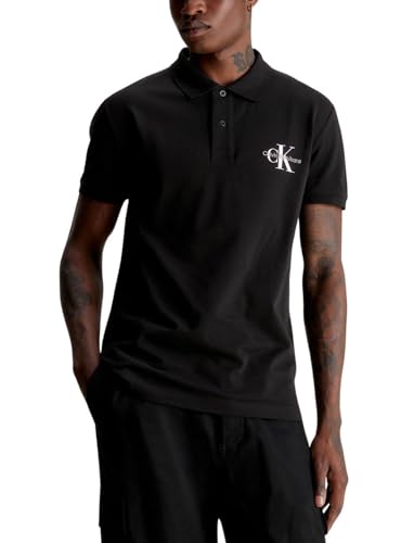 Calvin Klein Jeans Herren Poloshirt Kurzarm Monologo Polo Regular Fit, Schwarz (Ck Black), M von Calvin Klein Jeans