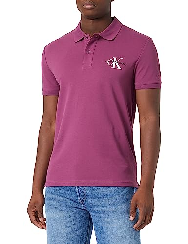 Calvin Klein Jeans Herren Poloshirt Kurzarm Monologo Regular Fit, Violett (Amaranth), S von Calvin Klein Jeans