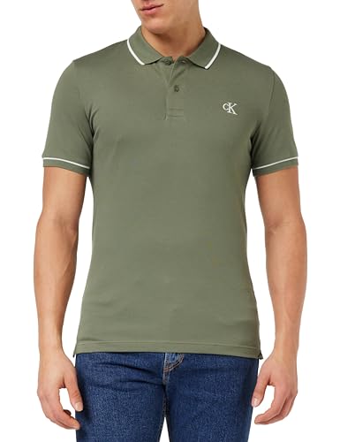 Calvin Klein Jeans Herren Poloshirt Tipping Slim Polo Slim Fit, Grün (Dusty Olive), M von Calvin Klein Jeans