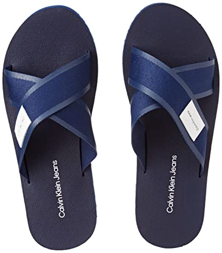 Calvin Klein Jeans Herren Sandalen Prefresato Crisscros Badge Badesandalen, Blau (Rich Navy), 43 von Calvin Klein Jeans