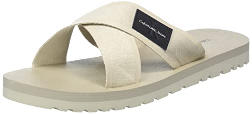 Calvin Klein Jeans Herren Sandalen Prefresato Crisscros Badge Badesandalen, Beige (Eggshell), 42 von Calvin Klein Jeans