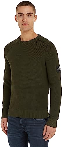 Calvin Klein Jeans Herren Pullover Badge Easy Strickpullover, Grün (Thyme), M von Calvin Klein Jeans