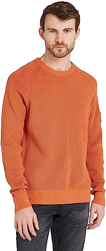 Calvin Klein Jeans Herren Pullover Badge Easy Strickpullover, Orange (Burnt Clay), XS von Calvin Klein Jeans