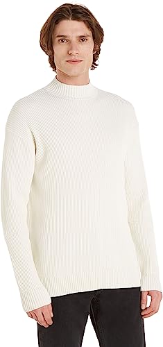 Calvin Klein Jeans Herren Pullover Blown Up Mock Strickpullover, Weiß (Ivory), L von Calvin Klein Jeans