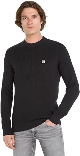 Calvin Klein Jeans Herren CK EMBRO BADGE SWEATER J30J324598, Black (CK Black), L von Calvin Klein Jeans