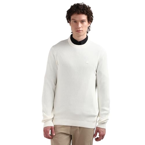 Calvin Klein Jeans Herren Pullover Crew Neck Strickpullover, Weiß (Ivory), XS von Calvin Klein