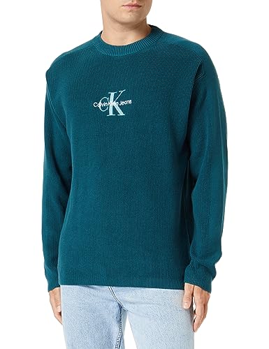 Calvin Klein Jeans Herren Pullover Monologo Strickpullover, Blau (Atlantic Deep), XS von Calvin Klein Jeans