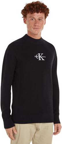 Calvin Klein Jeans Herren Pullover Monologo Sweater Strickpullover, Schwarz (Ck Black), S von Calvin Klein Jeans