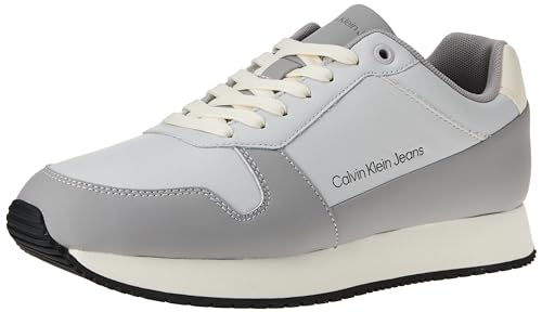 Calvin Klein Jeans Herren Runner Sneaker Retro Runner Low Lth In Sat Schuhe, Grau (Oyster Mushroom/Formal Grey), 43 EU von Calvin Klein Jeans