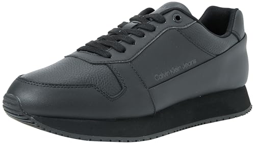 Calvin Klein Jeans Herren Sneaker aus Leder, Schwarz (Triple Black), 41 von Calvin Klein Jeans